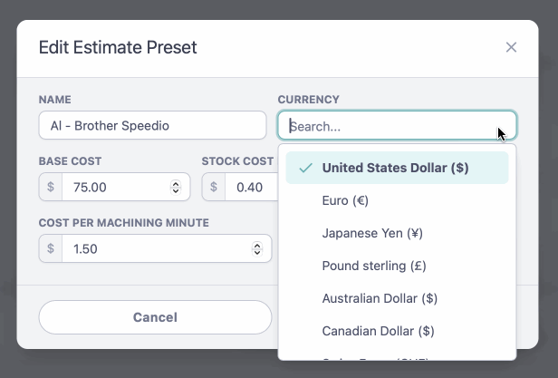 Estimate currencies