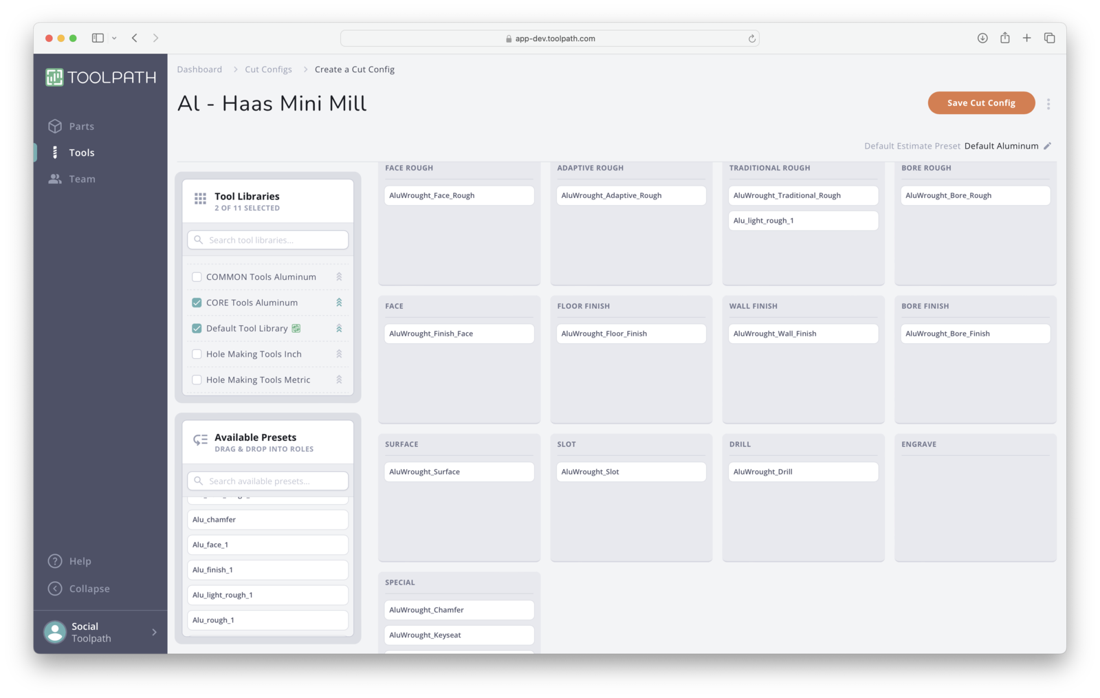 Updated Cut Config roles