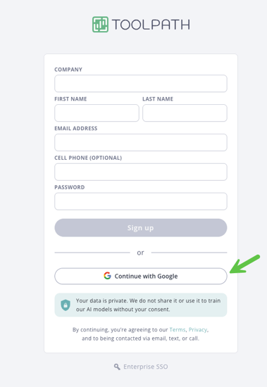 Google sign-in option