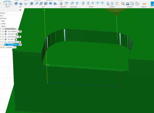 Toolpath programming a blind chamfer